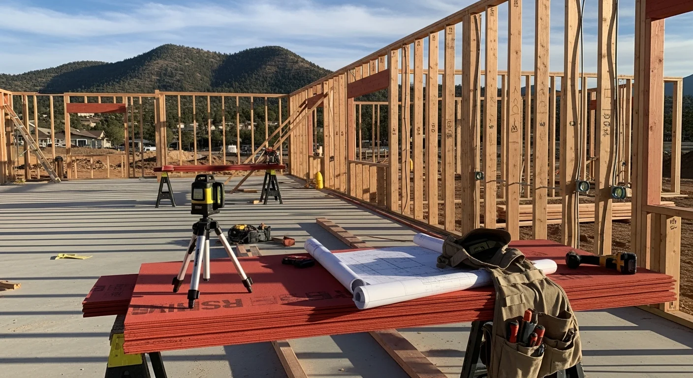 A newly completed commercial building in Ruidoso, New Mexico, with a finished exterior facade and paved parking area along a commercial corridor. The structure reflects mountain-area construction standards suited to the Ruidoso business district.